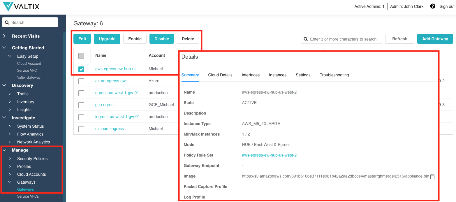 Manage Gateways